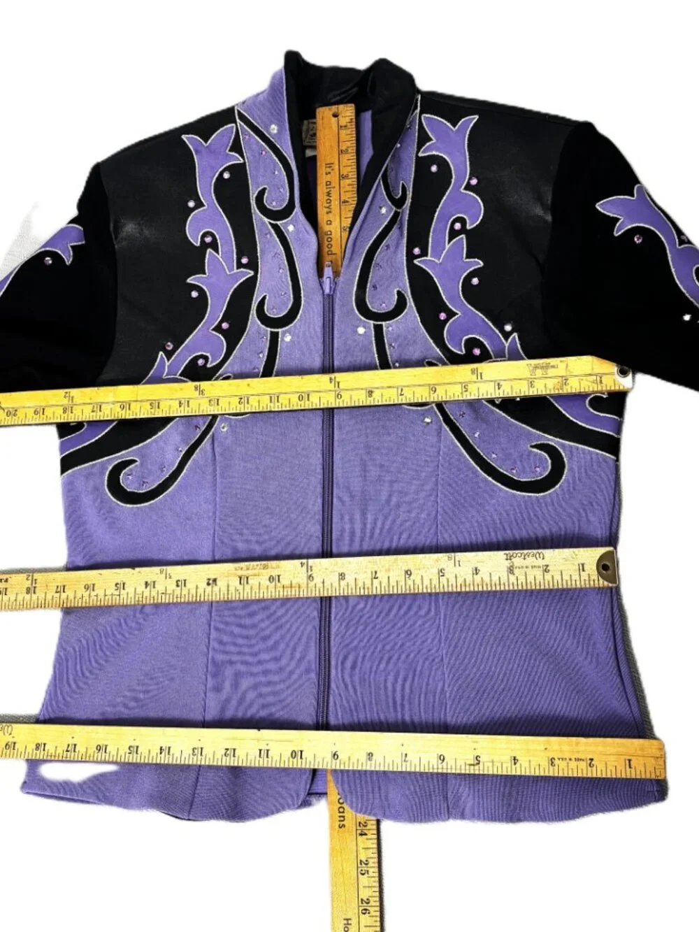 VTG 1849 Authentic Ranch Wear Lavendar & Black Jeweled Showgirl Western Suit Med